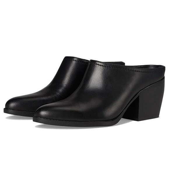 Naturalizer Women's 6.5W Black Leather Fairmont Mules Block Heel Slip On BR25-9 - Picture 1 of 7